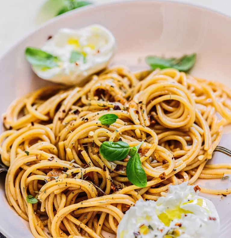 Bacon Jam Carbonara With Burrata