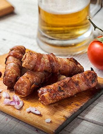 Bacon Wrapped Cheddar Brats Recipe