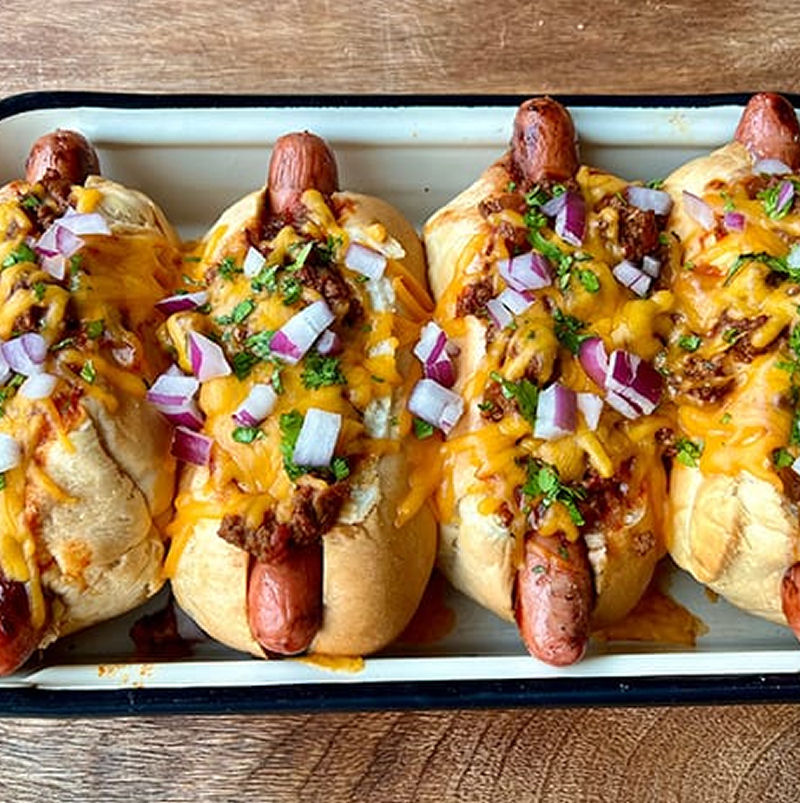 Baked Chili Cheese Dogs