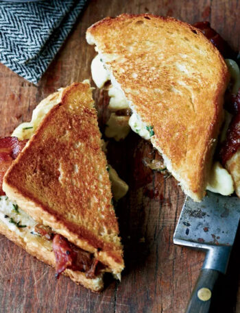 Grilled Cheese-and-Bacon Sandwiches with Cheese Curds