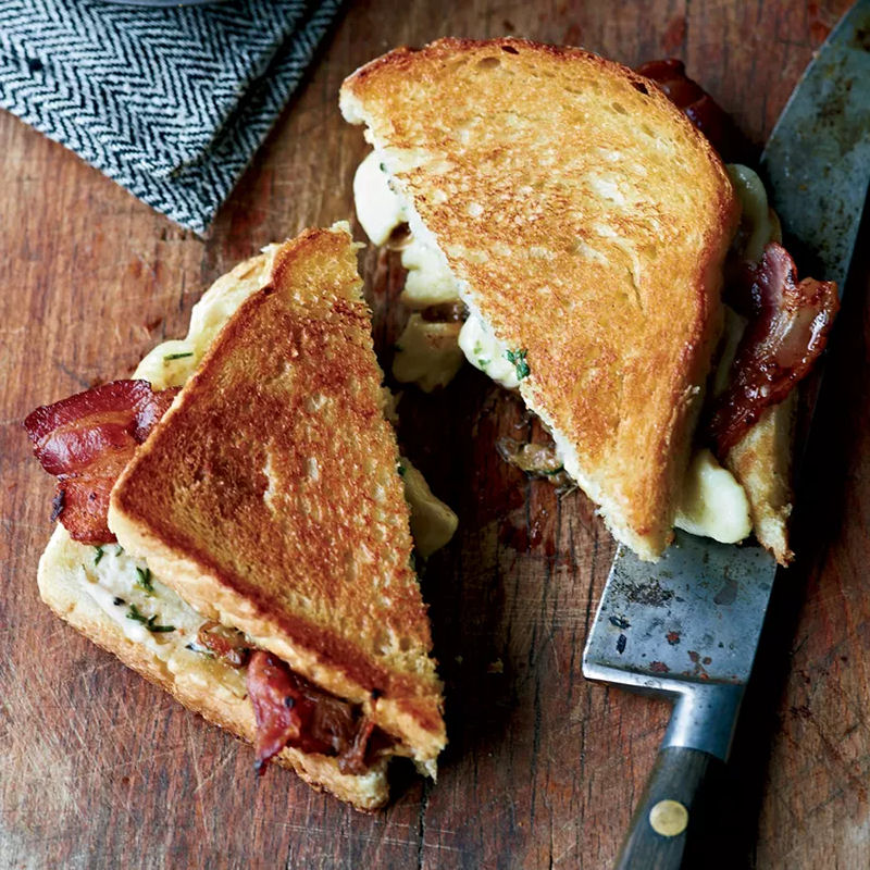 Grilled Cheese-and-Bacon Sandwiches with Cheese Curds